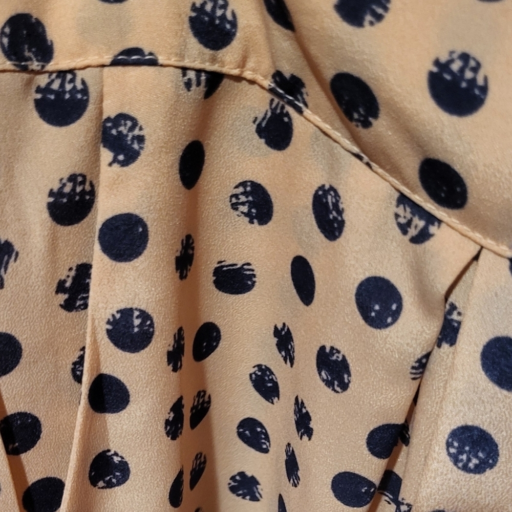 Gianni Bini Peach & Navy Polka Dot Flowy Pants Stretchy Waist Size Large NEW! - Picture 5 of 8